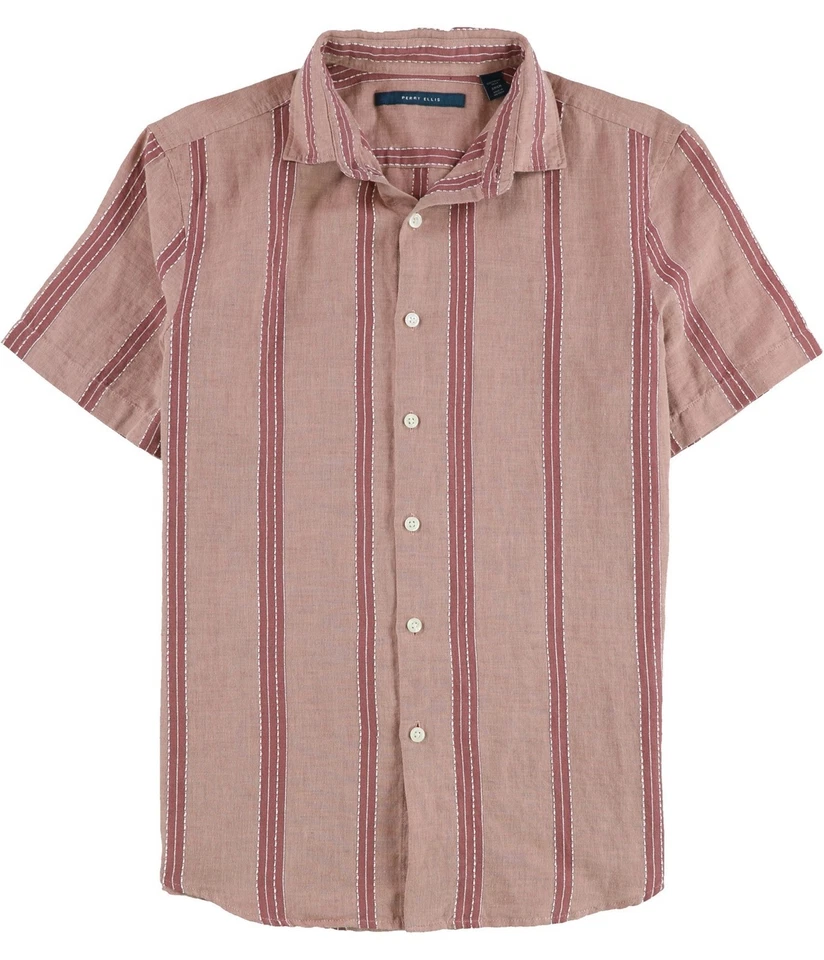 Perry Ellis Mens Banded Collar Button Up Shirt - Image 1 of 1