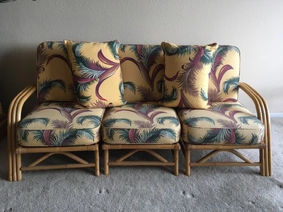 Винтажная Ротанговая Бамбуковая MCM Секционная Тики Гавайская Ткань из Коры Беверли-Хиллз РЕДКАЯ - Изображение 1 из 4