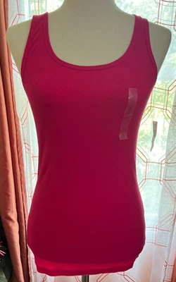 Gap Mujer Nuevo Con Etiquetas Fucsia Rosa Camiseta Sin Mangas Punto Acanalado Algodón Talla S Pequeña Foto 1 de 4