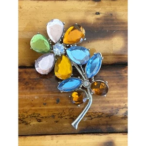 Spilla vintage strass gioielli fiore floreale spilla margherita rosa lavanda - Foto 1 di 4