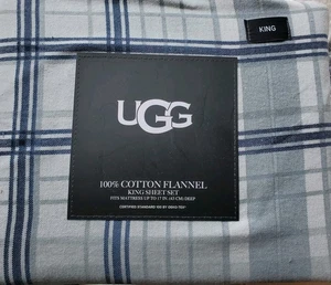 NEU UGG KING Laken Set Baumwolle Flanell Ozean kariert Öko-Tex - Bild 1 von 3