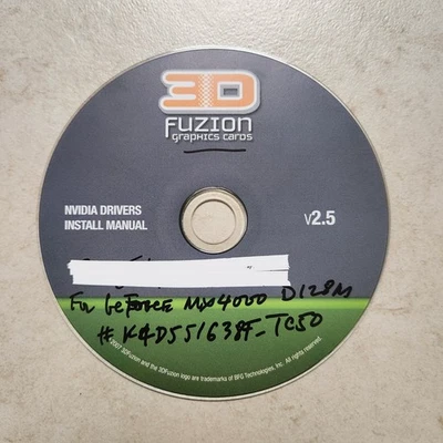 3D Fuzion Graphics Cards Nvidia Driver V2.5 CD Software (PC; 2007) #2134 - Image 1 of 2