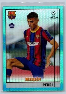Topps Chrome Merlin 2020 UEFA Pedri Aqua Prizm RC #89 novato Foto 1 de 2