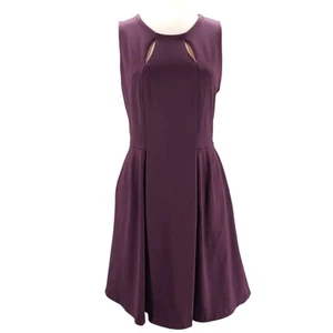 Cynthia Rowley Womens Burgundy Petal Cutout Pleated Stretch Midi Dress Size M - Picture 1 of 11