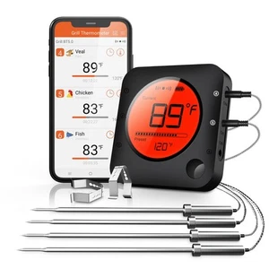 Termometro Grill Wireless, Termometro Carne Bluetooth, Barbecue Digitale Carne Ther... - Foto 1 di 7