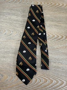 Polo Ralph Lauren Tie Black Silk Equestrian Horse Riding Helmet Stripes - Picture 1 of 4