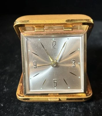 Seth Thomas Travel Alarm Eight Days Clock Brown Case Germany ~ Working - Image 1 of 4