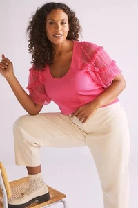 Maeve by Anthropologie Puff Sleeve Top Pink Size 3X - Picture 1 of 8