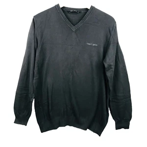 Teddy Smith pull homme taille L gris col V 100% coton Italy Mans grey jumper - Foto 1 di 7