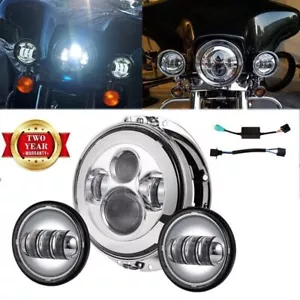 For Kawasaki VN Vulcan Classic Nomad Drifter 1500 7" LED Headlight Fog Lights US - Foto 1 di 12