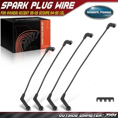 Juego de 4 cables de bujía para Hyundai Accent 1995-2003 Scoupe 1994-1995 1,5 L SOHC Foto 1 de 4