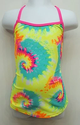 Roupa de banho SO rosa tingida regata meninas grandes crianças P(7/8), M(10), L(12) - Imagem 1 de 2