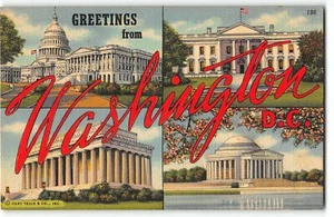 Greetings from WASHINGTON, DC 1941 Multiview Linen Postcard by Curteich - Picture 1 of 2
