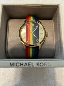 Michael Kors Runway Mercer 38 mm Stahl Pride Regenbogen Unisex Quarzuhr MK2836 - Bild 1 von 14