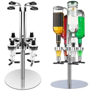 4 Bottle Rotary Stand Optic Drink Holder Dispenser Party Metal Bar Butler - Picture 1 of 6