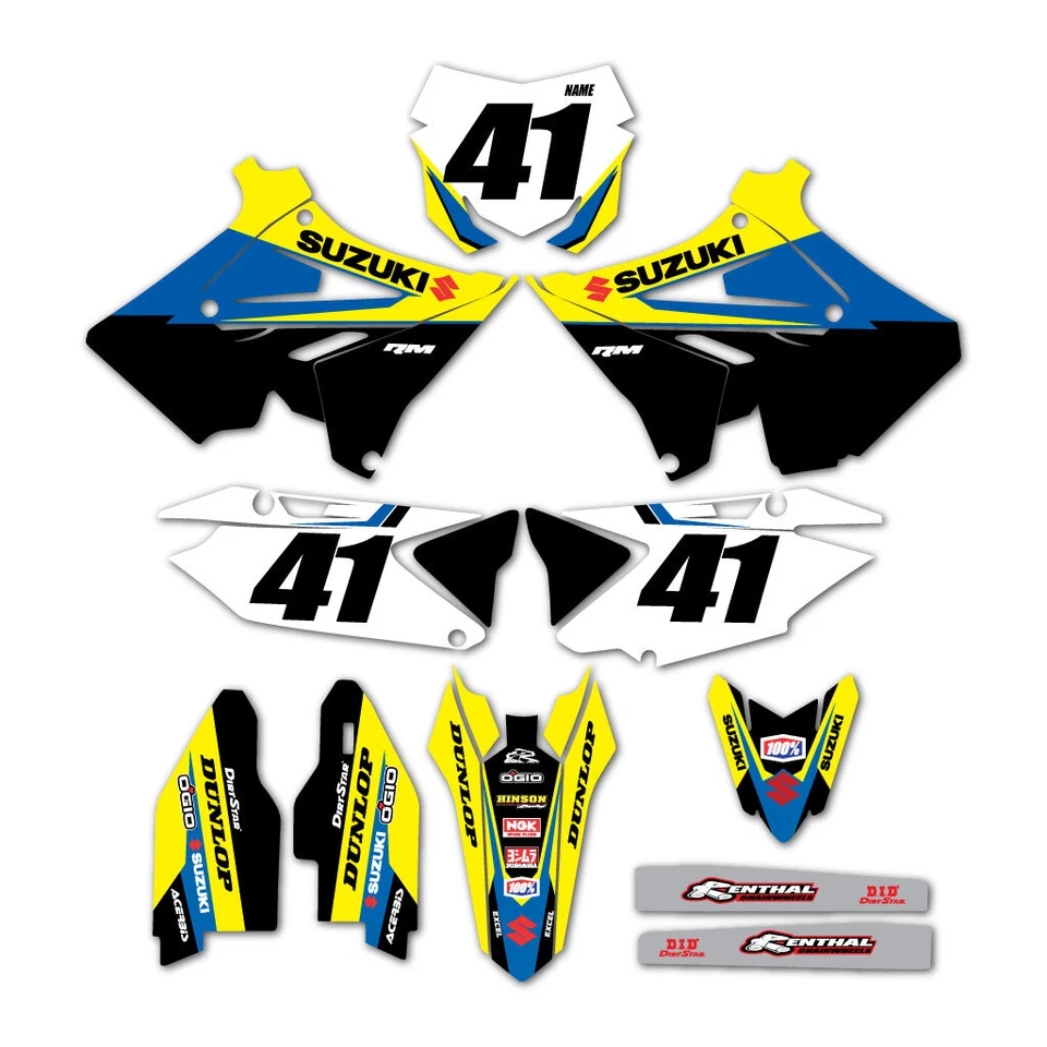 Kit de gráficos de plástico Polisport Restyle 2002-2008 Suzuki RM125 RM250 calcomanías MX Foto 1 de 4