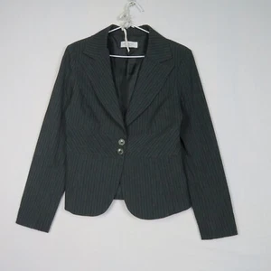 Portmans Womens Blazer Jacket 10(AU) or Small Grey Striped Collared Formal - Picture 1 of 8