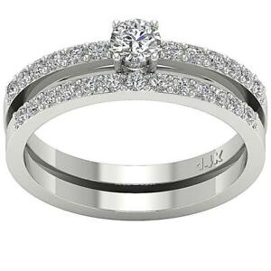 VS1 E Bridal Anniversary Ring Set 1.01 Carat Natural Diamond 14K White Gold