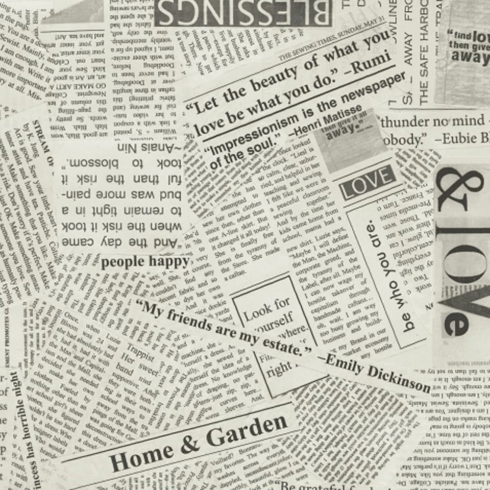 BTHY Blessing & Love Spackle News paper newspaper Cotton Fabric By The Half Yard - Image 1 of 1
