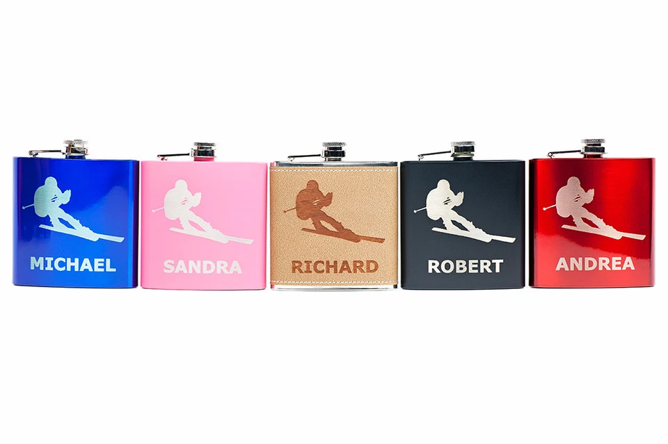 个性化滑雪瓶滑雪之旅、生日、圣诞节、冬季雪坡 — 第 1/1 张图片
