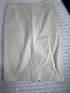 Calvin Klein Womens Size 2 Cream Cotton Blend Career Work Straight Pencil Skirt - Picture 1 of 7