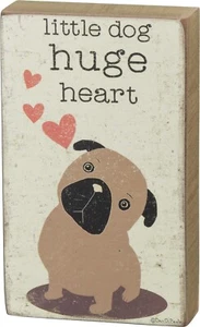 Primitives von Kathy kleiner Hund riesiges Herz Holzblock Schild Plakette - Bild 1 von 3