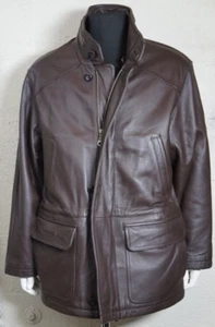 Mens PARADOX Brown 100 % fully lined Leather Coat Size M pre-owned EUC - Picture 1 of 11