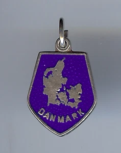 VINTAGE VIS STERLINGSILBER BLAU EMAILLE DÄNEMARK DÄNEMARK LAND CHARM - Bild 1 von 2