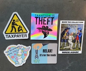 LIBERTARIAN STICKERS 🦔 ANARCHO-CAPITALISM TAXATION IS THEFT VARIETY PACK (5) - Picture 1 of 7