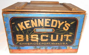 Vtg KENNEDY'S Ginger Bread BISCUIT Crate/Box with Hinged Lid. 19½" X 14¼" X 13" - Picture 1 of 11