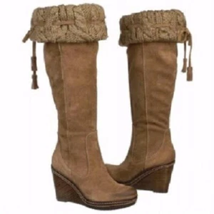 EUC Dr. Scholl's Women's Builder Taupe Knee High Suede Boots US 8.5 Size - Picture 1 of 8