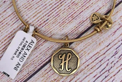 NUEVO NUEVO CON ETIQUETAS Alex and Ani Letra Inicial H Dije Brazalete Oro Brazalete  Foto 1 de 2