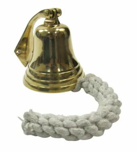 Small Ship's Bell 3" Solid Brass Nautical Doorbell Hanging Wall Decor New - Picture 1 of 2
