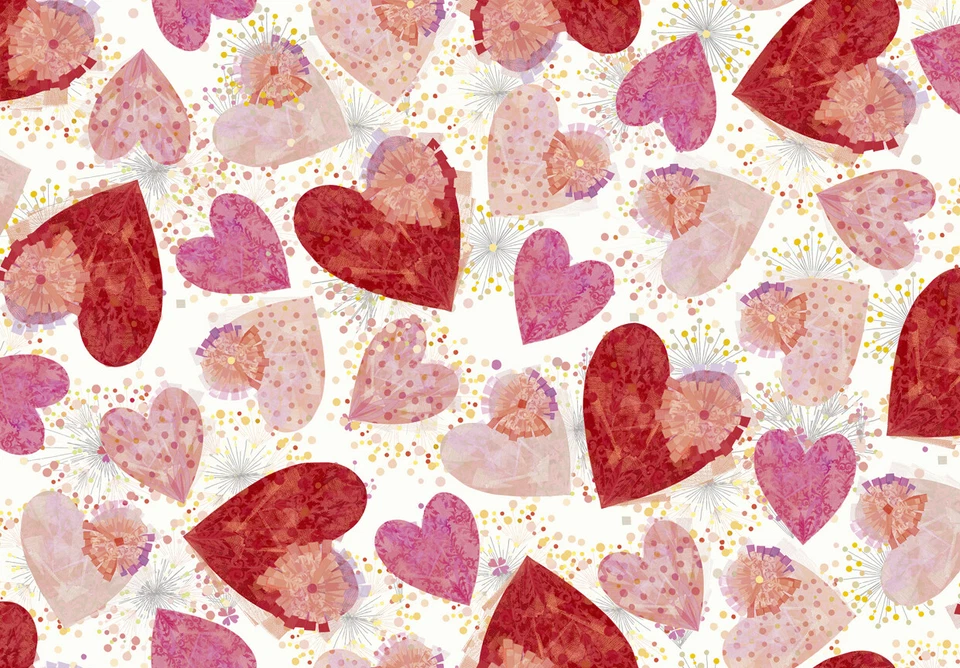 Tela All My Love Hearts Confeti sobre Algodón Blanco QT 1/4 Yarda 7525-Z Foto 1 de 4