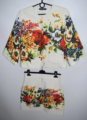 Dolce & Gabbana Vintage Estampado Floral Rayón Algodón Falda Chaqueta Traje Talla 36 Foto 1 de 4