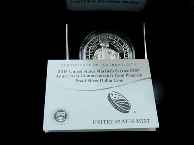 2015-P $1 Proof United States Marshalls Commemorative Silver Dollar in Box w/COA - Image 1 of 4