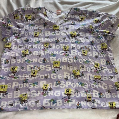 Vintage Nickelodeon X Spongebob Scrub Top Unisex Size 3XL Multicolor Retro Y2k - Image 1 of 4