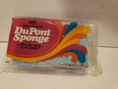 De Colección Años 70 NUEVO Paquete de Esponja Sellada Du Pont Cocina Celulosa Pura Azul Stock Muerto Foto 1 de 4