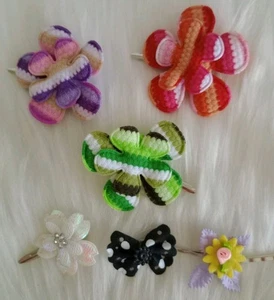 Mädchen Paket 6 handgefertigte verschiedene Blumen Haarspangen Mädchen Accessoires bunt - Bild 1 von 6