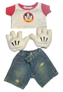 Build A Bear Mickey Handschuhe Maus weiß Handschuhe plus T-Shirt Jeans Disney BAB - Bild 1 von 9