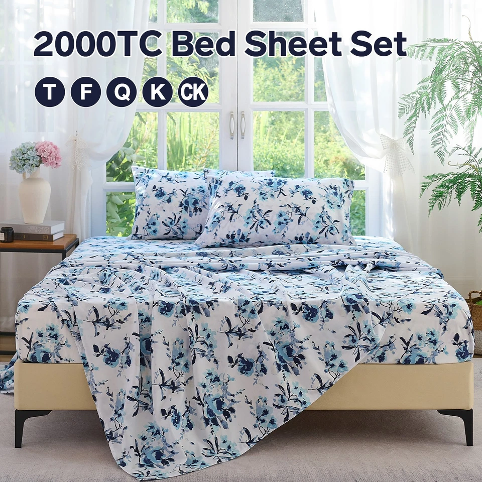 Juego de sábanas de 4 piezas bolsillo profundo serie 2000 sábanas de hotel microfibra confort Foto 1 de 4