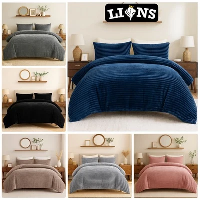 GAVENO CAVAILIA Fleece Osum Ribbed Duvet Quilt Covers Pillowcase Thermal Teddy Bear Bedding Set