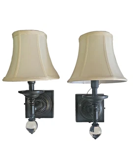 Restoration Hardware Wall Sconce Light Fixture with Silk Shade - Picture 1 of 7