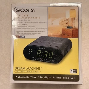 SONY Dream Machine AM/FM Clock Radio - Black ICF-C218 NEW in Box - Picture 1 of 7