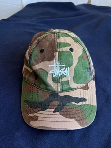 Vintage 90s Stussy Camo Hat Cap Military Embroidered Think Skateboarding Fuct - Bild 1 von 7