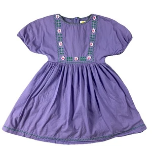 Mini Boden Short Sleeve Embroidered Daisy Dress Lined Purple Girl’s 7-8 Years - Picture 1 of 12