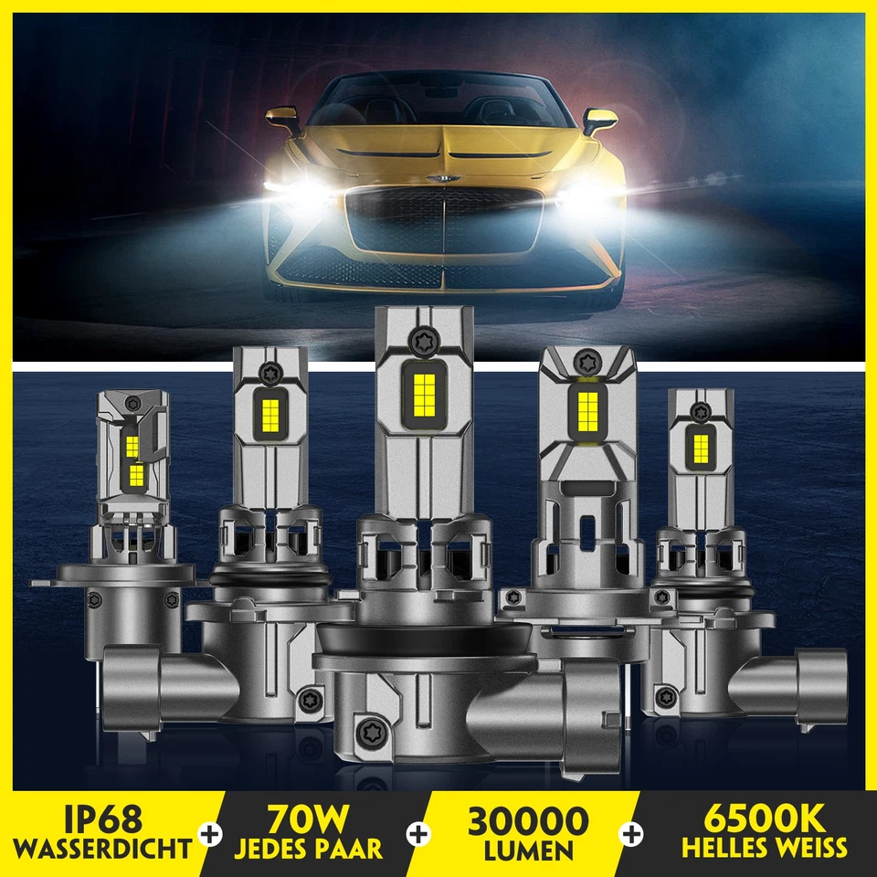 2 Stk H1 H4 H7 H11 H15 9005 D1S D2S Mit Zulassung LED Scheinwerfer Halogen Xenon - Bild 1 von 4