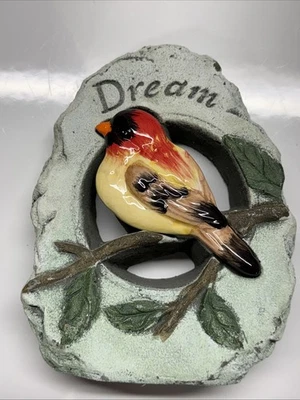 Patio Garden Stone Bird “Dream” Positive Affirmation 6” Tall, or Can Lay Flat - Image 1 of 4