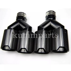 Carbon Fiber Style For BMW Dual Exhaust Twin End Tips Tail Pipe 101MM Out 63MM - Picture 1 of 8