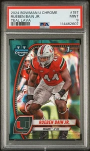 Bowman Chrome U 2024 - Rueben Bain Jr. - 1er refractor de lava verde azulado - Miami - PSA 9 - Imagen 1 de 3